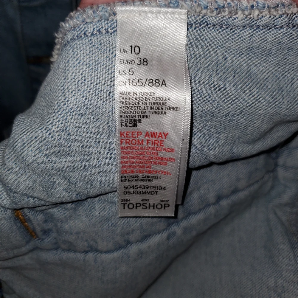 Topshop Moto Distressed Blue Denim Jacket, Oversized 6 - Picture 6 of 8